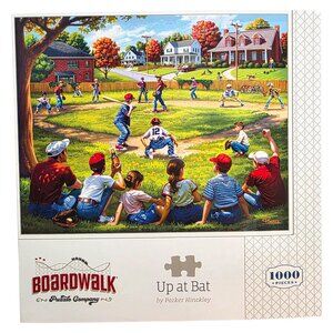 Baseball Up at Bat Jigsaw Puzzle 1000 Piece 19" x 26" Boardwalk Co Made in USA